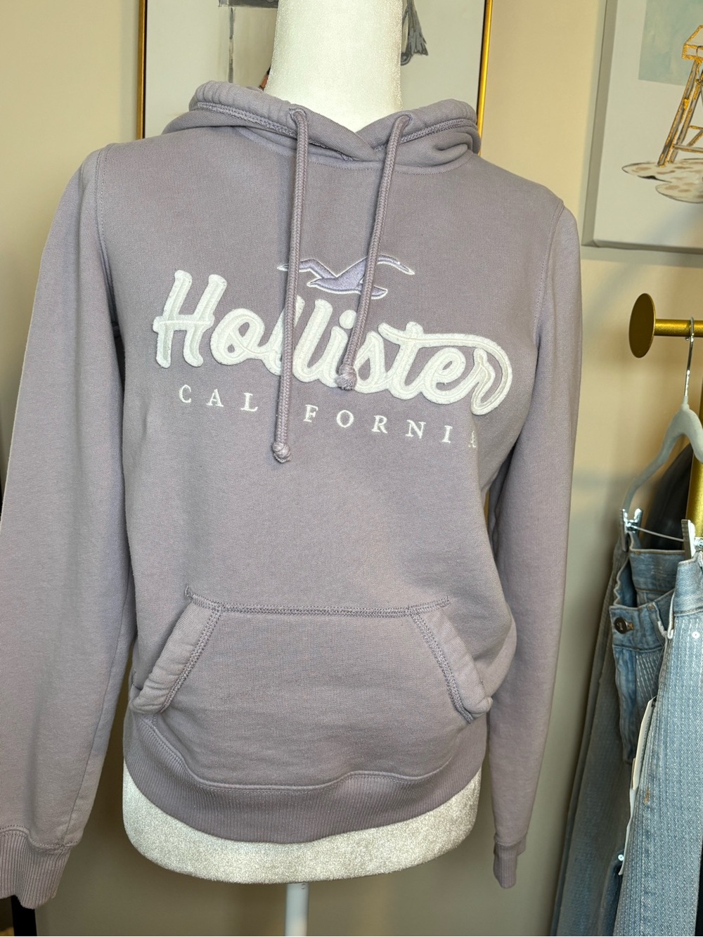 Hollister Lavender Crewneck Logo Hoodie